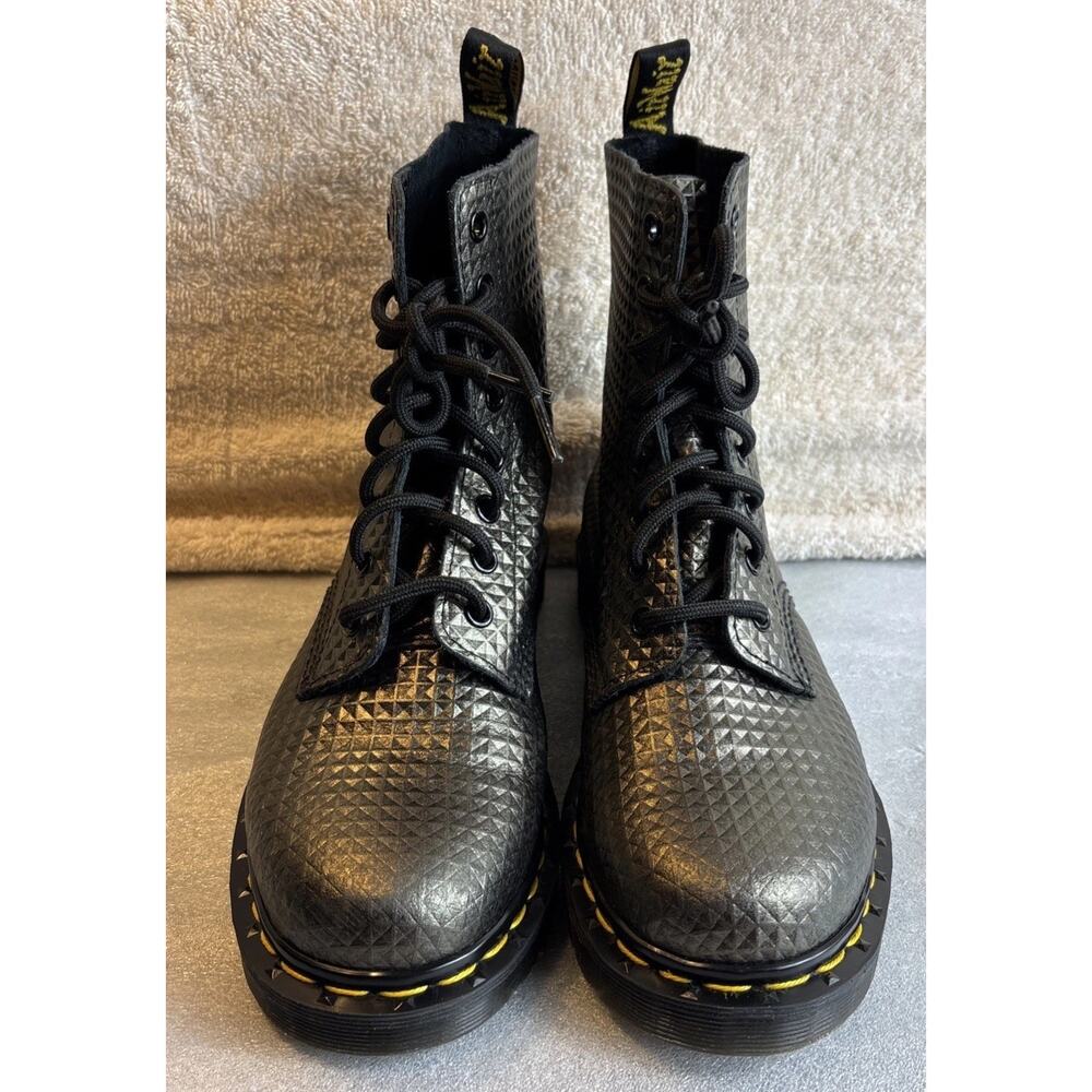 Dr. Martens 1460 Studded Combat Boots 'Pewter Metallic' Women Size 7